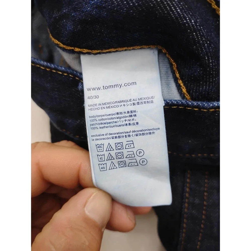 Tommy Hilfiger Straight Jeans Mens Blue Dark Wash Denim 40x30